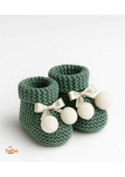 Kız Erkek Bebek Triko Patik – Ponponlu Fiyonklu Örgü Bebek Patik Çorap 1 Yaş Bebek Patiği fiyatları