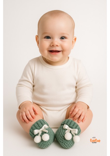 Kız Erkek Bebek Triko Patik – Ponponlu Fiyonklu Örgü Bebek Patik Çorap 1 Yaş Bebek Patiği modelleri