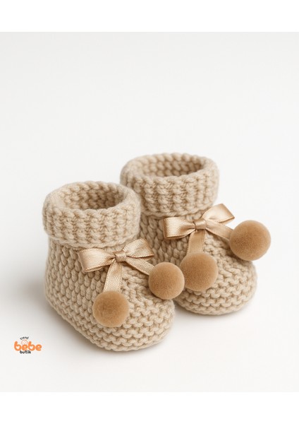 Kız Erkek Bebek Triko Patik – Ponponlu Fiyonklu Örgü Bebek Patik Çorap 1 Yaş Bebek Patiği fiyatları