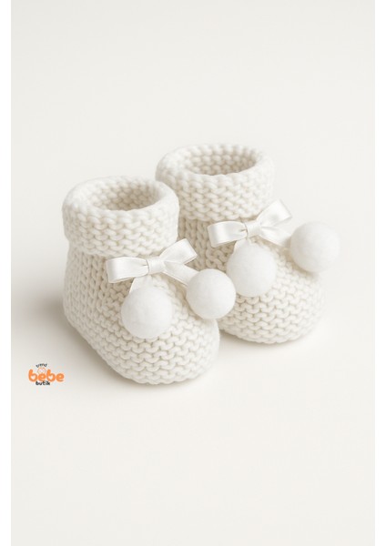 Kız Erkek Bebek Triko Patik – Ponponlu Fiyonklu Örgü Bebek Patik Çorap 1 Yaş Bebek Patiği fiyatları