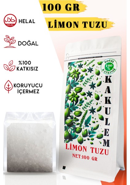 Sertifikali Turşuluk Salamuralik Yemeklik Limon Tuzu 100 gr