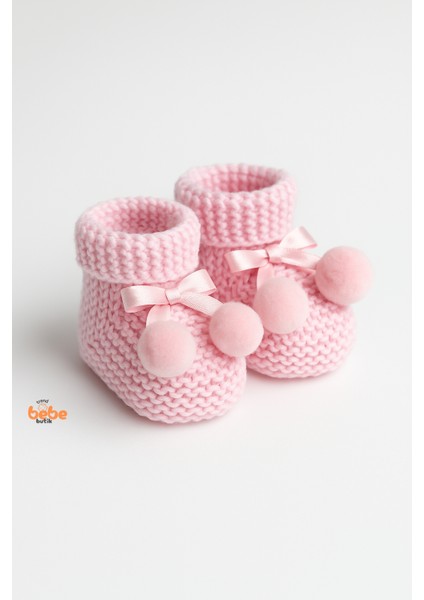 Kız Erkek Bebek Triko Patik – Ponponlu Fiyonklu Örgü Bebek Patik Çorap 1 Yaş Bebek Patiği fiyatları