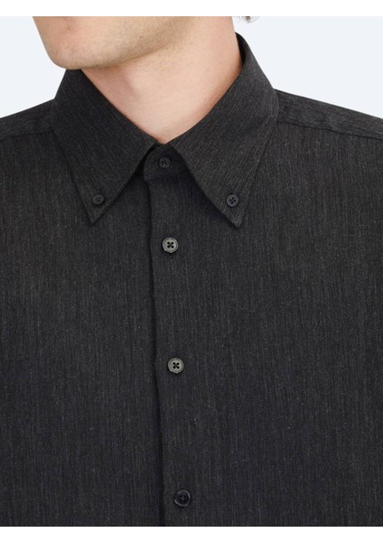 Siyah Regular Fit Dokuma Casual Gömlek indirimleri