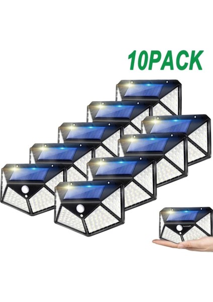 10 Adet Siyah Solar Güneş Enerjili Hareket Sensörlü 4 Taraflı Aydınlatma Lambası