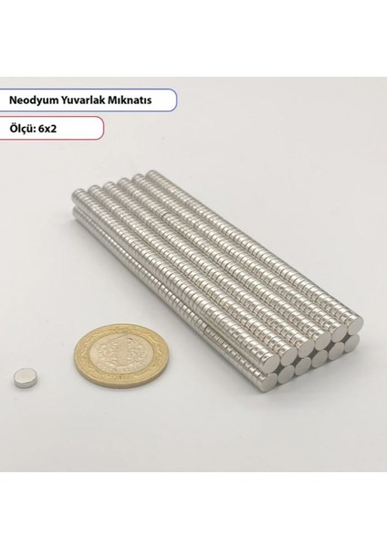 Yuvarlak Neodyum Mıknatıs 6X2MM -10LU