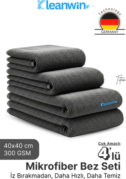 Titan Mikrofiber Bez 40X40CM 4 Adet Oto Yıkama Kurulama Bezi Leke Bırakmaz Cam Havlu