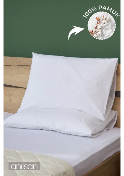 2'li Beyaz Yastık Kılıfı – 50X70 Cm, Pamuk, Yumuşak ve Dayanıklı Yastık Kılıfı