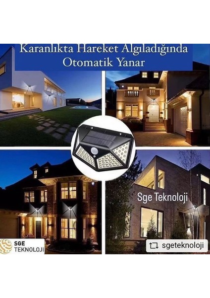 10 Adet Siyah Solar Güneş Enerjili Hareket Sensörlü 4 Taraflı Aydınlatma Lambası