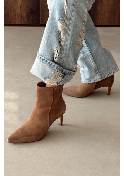 Adele Toprak Hakiki Deri Topuklu Bot