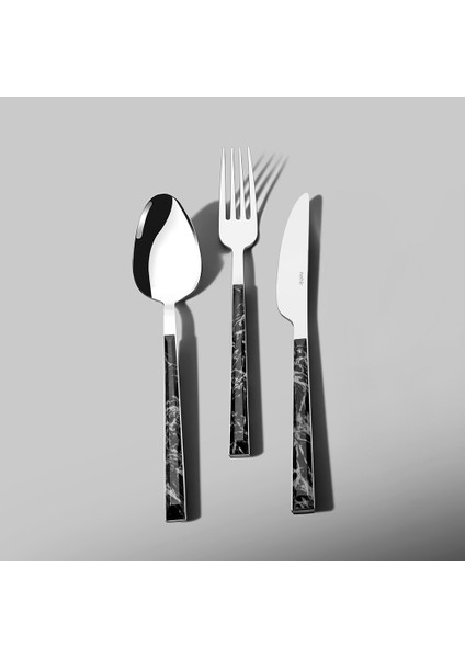 Tulip Siyah 6 Kişilik Mermer Desenli 30 Parça Kutulu Çatal Kaşık Bıçak Takımı indirimleri