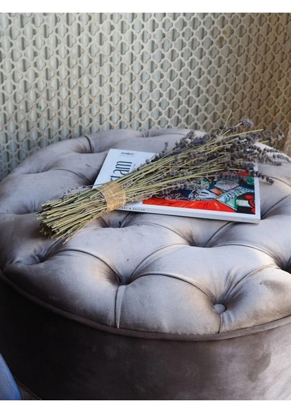 Bej Rengi Kapitoneli 70X40 cm Dekoratif Püsküllü Vintage Puf