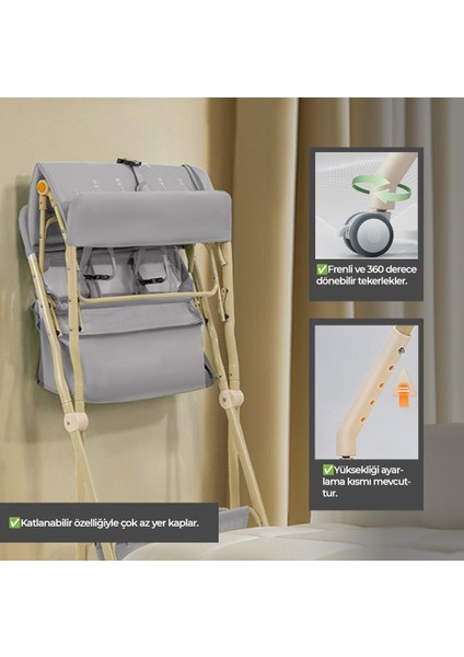 Portatif Bebek Alt Değiştirme Bakım Masası Sepetli Organizer Katlanabilir Taşınabilir Istasyon Tekerlekli Askılık modelleri