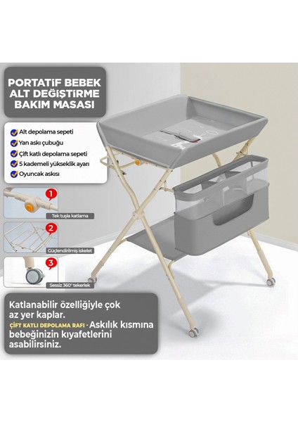 Portatif Bebek Alt Değiştirme Bakım Masası Sepetli Organizer Katlanabilir Taşınabilir Istasyon Tekerlekli Askılık fırsatları