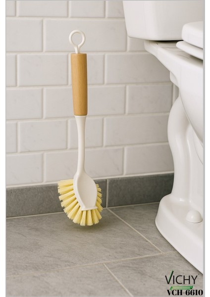 Çok Amaçlı Ahşap Saplı Yüzey Banyo Bulaşık Fırçası Pratik ve Dayanıklı Temizlik VCH-6610