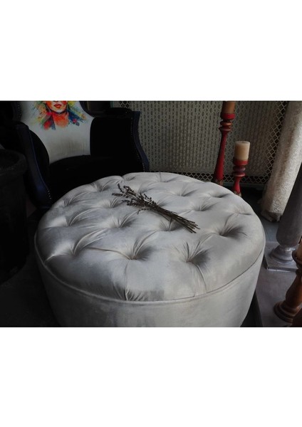 Beyaz Kapitoneli 70X40 cm Dekoratif Püsküllü Vintage Puf fiyatları