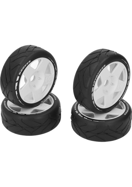 4 Adet 1/8 Gt Rc Tekerlekler Güçlü Tutuşlu Yol Yarış Lastikleri Yol Tekerleklerinde Aşınmaya Dalı 17MM Adaptörlü Beyaz (Yurt Dışından)
