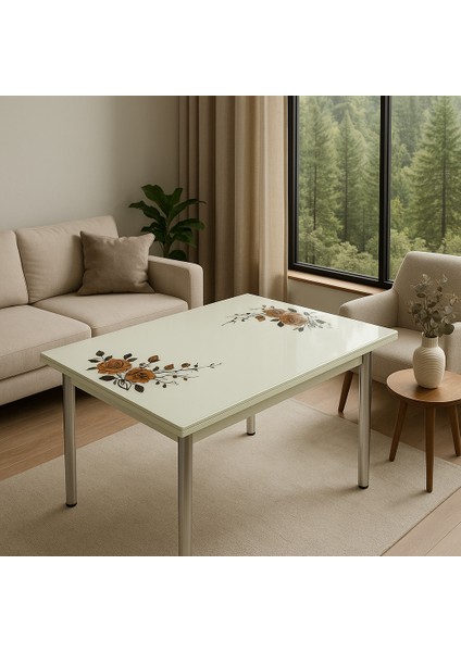 Yandan Açılır Büyüyen Cam Mutfak Masası 70X110CM