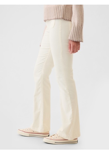 Kadın Kırık Beyaz High Rise Kadife '70s Flare Jean Pantolon