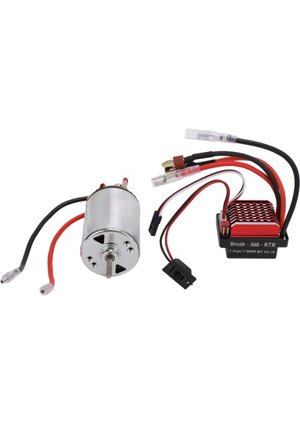 550 Fırçalı Motor Düşük Gürültü Yüksek Burulma Yüksek Anti Parazit Çift Yönlü Rulman 60A Fırçalanmış T Fişi ile Rc Araba Esc SCX10 1/10 Rc Paletli 16T 19000 Rpm (Yurt Dışından)