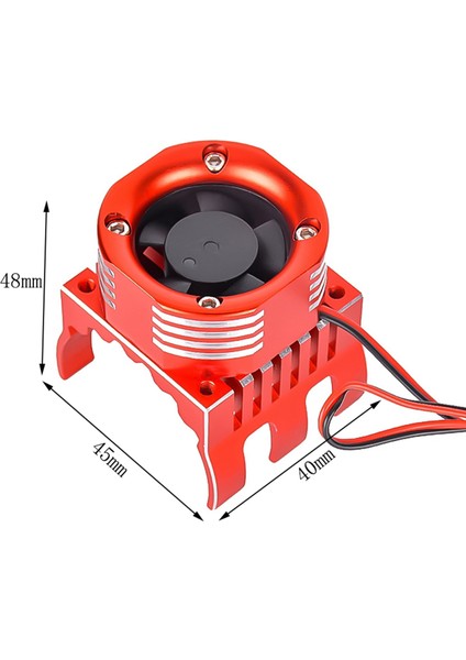 Uzaktan Kumanda Motor Fanı, 1/8 1/10 Ölçekli Uzaktan Kumanda Model Araba Alüminyum Alaşımlı Isı Emici 42MM 4274 Esc Motor Montajı Soğutma Fanı Renkli LED Işık, Kırmızı (Yurt Dışından)