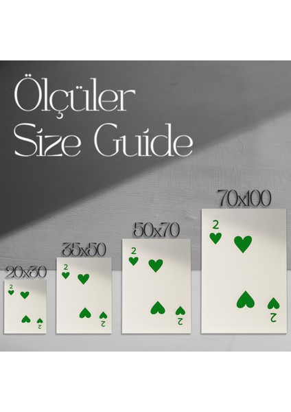 Minimalist Yeşil Kalpler Soyut Sanat Tablosu modelleri