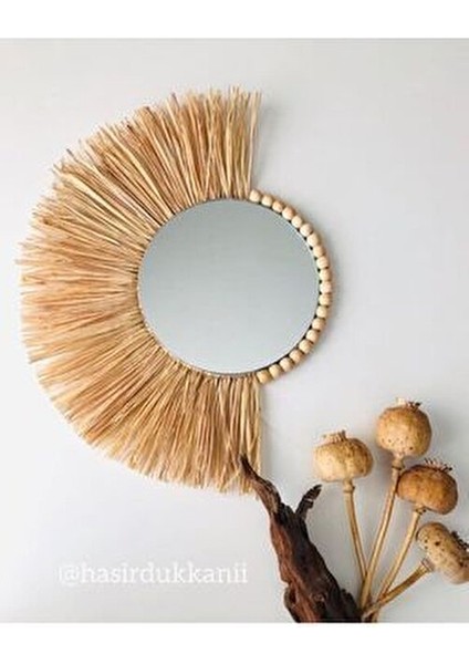 Rafya Ayna Boncuklu Yelpaze