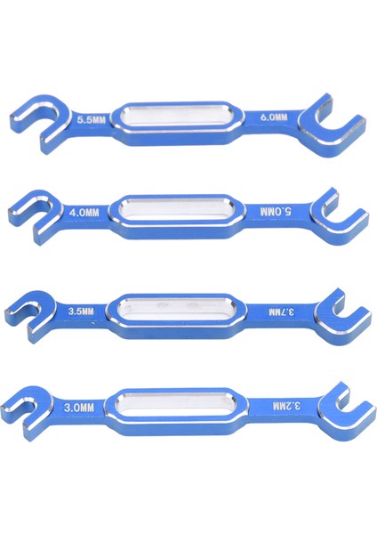 4 Adet Rc Gerdirme Anahtarı 3.0 3.2 3.5 3.7 4.0 5.0 5.5 6.0 mm Alüminyum Alaşımlı Gerdirme Somunu Küresel Mafsal Sökücü Mavi (Yurt Dışından)