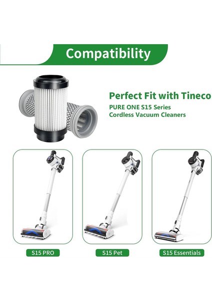 Tineco Pure One S15 Serisi Pure One Air Pet Kablosuz Vakum Süpürücü, Ön ve Post Filtre Için S15 Hepa Değiştirme Filtresi (Yurt Dışından) modelleri