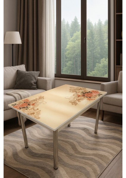 Yandan Açılır Büyüyen Cam Mutfak Masası 70X110CM