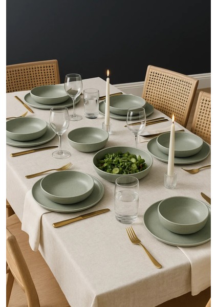 MOD24Y2720162 Moderna 6 Kişilik 24 Parça Yeşil Yemek Takım