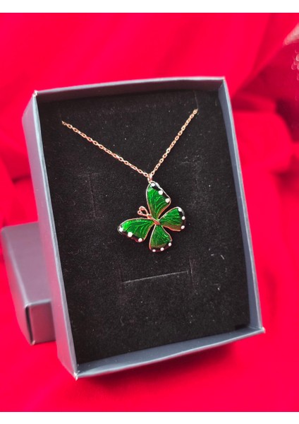 Mineli Kelebek Gümüş Kolye modelleri