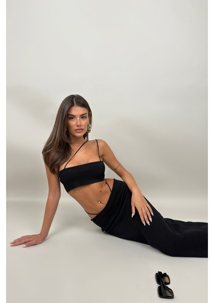 Eyesof Ip Detay Dokulu Maxi Etek modelleri