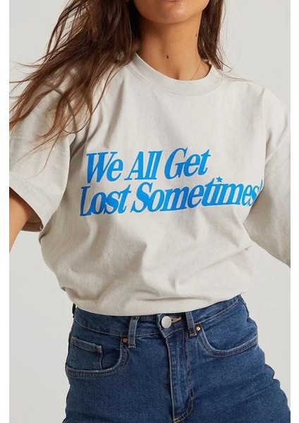 Eyesof Unisex Baskılı Oversize T-Shirt - Beyaz indirimleri