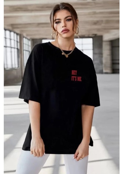 Eyesof Unisex Baskılı Oversize T-Shirt - Siyah