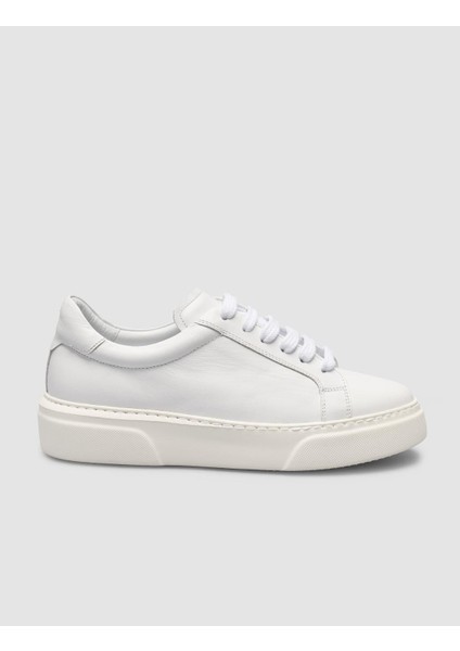 %100 Hakiki Deri Beyaz Kadın Sneaker