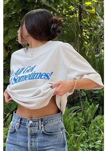 Eyesof Unisex Baskılı Oversize T-Shirt - Beyaz