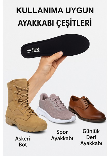 Tıger Track Ark Support Spor ve Günlük Kullanım Için Ultra Konforlu Ortopedik Ayakkabı Tabanlığı Kadın Erkek