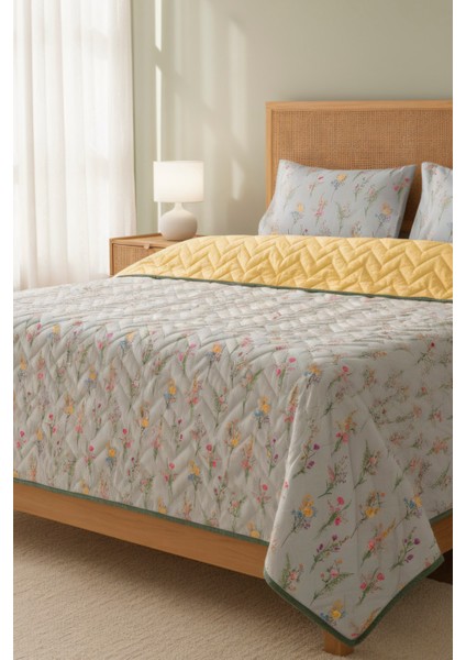 Begonvil Çift Kişilik Pamuklu Kapitone Pike & Yatak Örtüsü