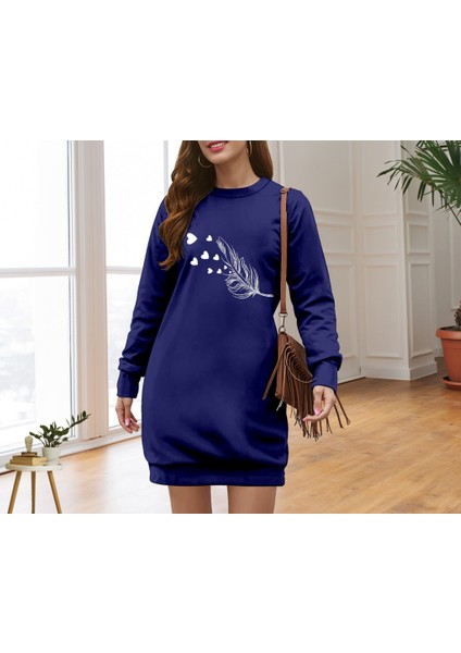 Eyesof Kadın Uzun Kollu Bisiklet Yaka Desenli Viskon Iki Iplik Elbise indirimleri