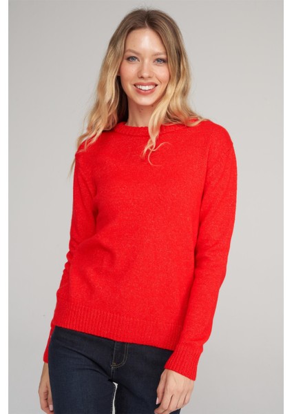 Çetinkaya Fithit 8631 Kadın Bisiklet Yaka Akrilik Triko Kazak Nar Çiçeği