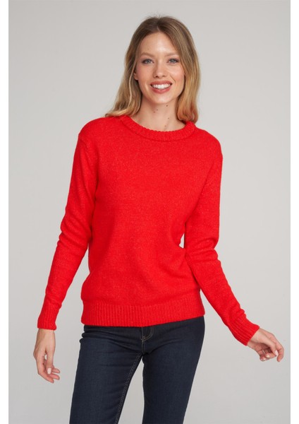 Çetinkaya Fithit 8631 Kadın Bisiklet Yaka Akrilik Triko Kazak Nar Çiçeği modelleri