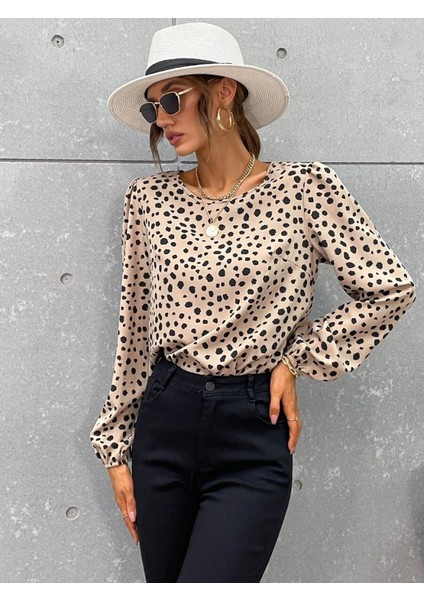 Eyesof Kadın Uzun Kollu Bisiklet Yaka Desenli Bluz modelleri