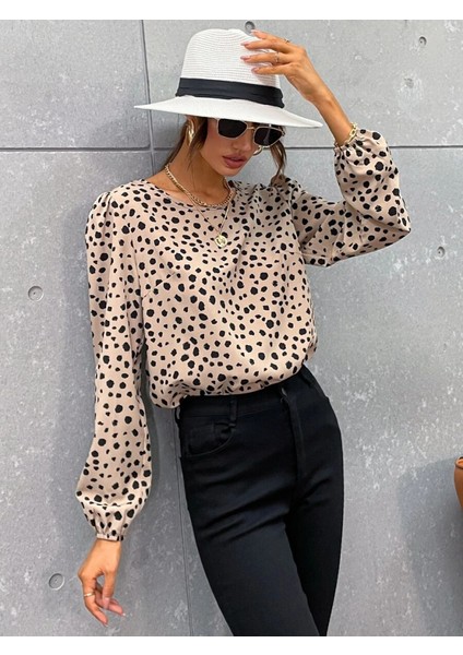 Eyesof Kadın Uzun Kollu Bisiklet Yaka Desenli Bluz fırsatları