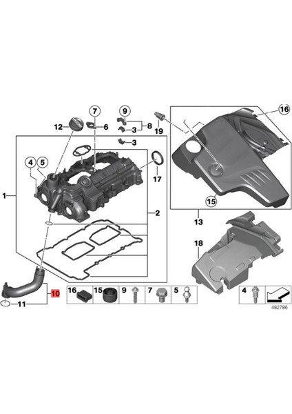 Motor Vana Kapağı Havalandırma Hortumu 11127588417 X1 X3 X4 2009-2019 Için (Yurt Dışından) fiyatları