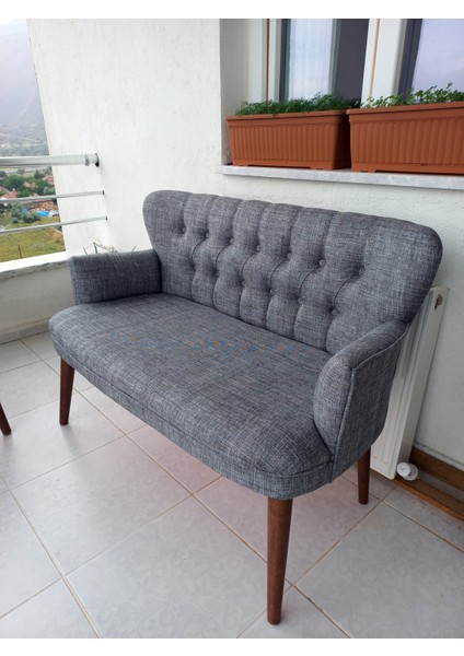 - Roma Çay Seti Koltuk Takımı - Keten Kumaş - Ahşap Ayak - Gri fırsatları