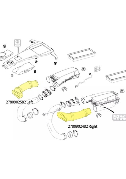 1 Çift Sol Sağ Hava Giriş Hortumu 2780902582 2780902482 Için (Yurt Dışından) fırsatları