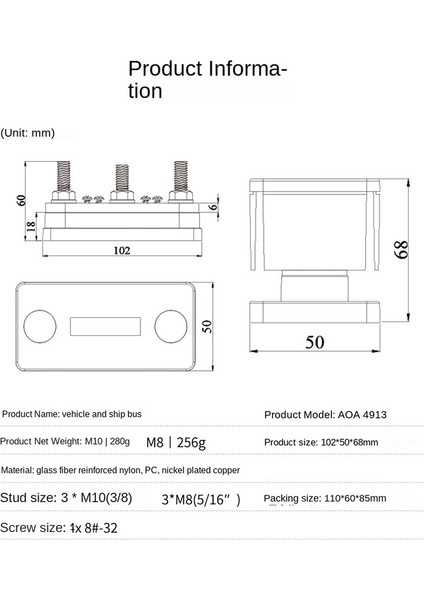 Güç Dağıtım Terminal Bloğu 48V 300A Kırmızı M10'U Takın (Yurt Dışından) indirimleri