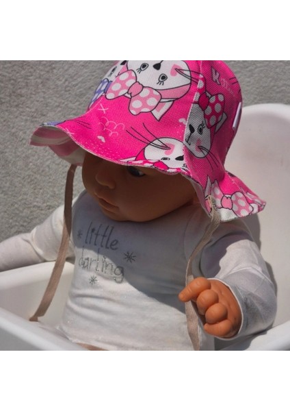 Çift Taraflı Bağlamalı Keten Görünümlü Bebek Bucket Şapka modelleri