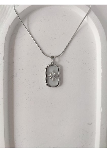 Kadın Paslanmaz Çelik Sedef Taşlı Kutup Yıldızı Kolye fiyatları