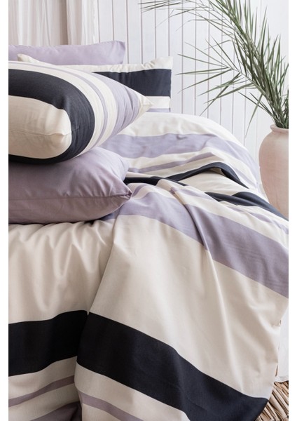 Modern Çizgili Nevresim Takımı Çift Kişilik Çarşafı Lastikli fiyatları